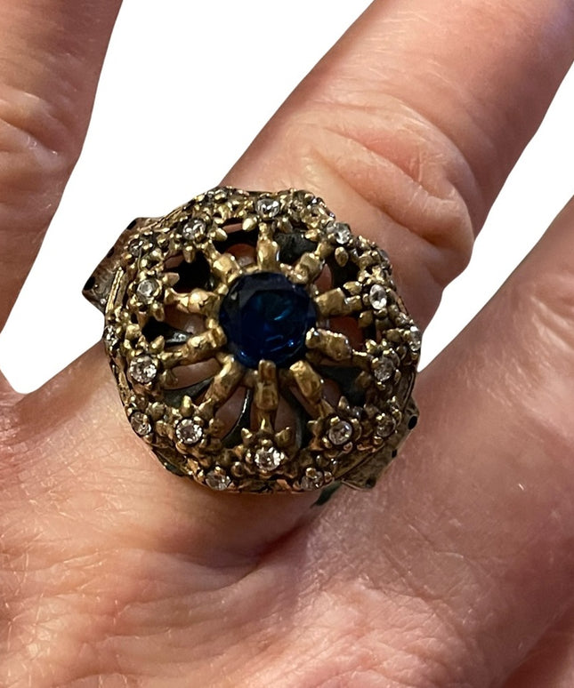 Turkish sterling silver ottoman gemstone fancy ornate sultans design chunky ring