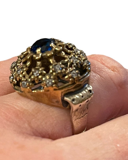Turkish sterling silver ottoman gemstone fancy ornate sultans design chunky ring