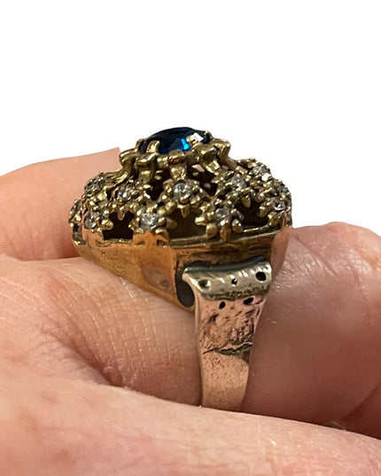 Turkish sterling silver ottoman gemstone fancy ornate sultans design chunky ring