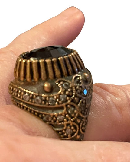 Turkish sterling silver ottoman gemstone fancy ornate sultans design chunky ring
