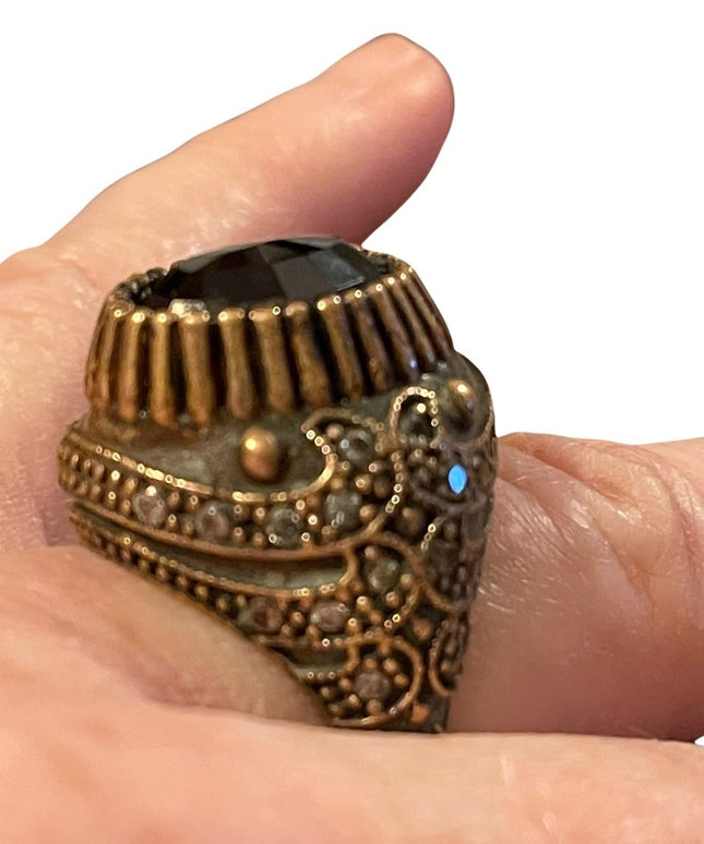 Turkish sterling silver ottoman gemstone fancy ornate sultans design chunky ring