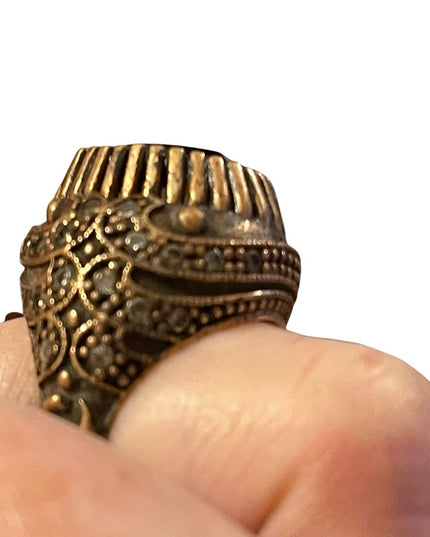 Turkish sterling silver ottoman gemstone fancy ornate sultans design chunky ring