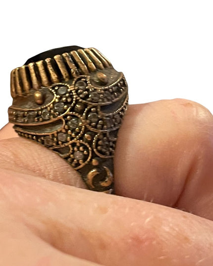 Turkish sterling silver ottoman gemstone fancy ornate sultans design chunky ring