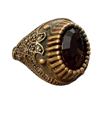Turkish sterling silver ottoman gemstone fancy ornate sultans design chunky ring