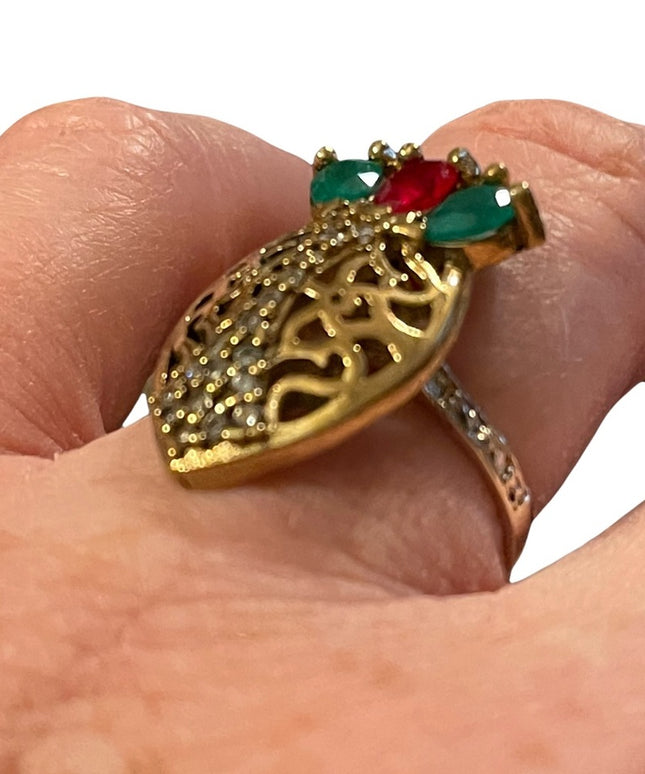 Turkish sterling silver ottoman gemstone fancy ornate sultans design chunky ring