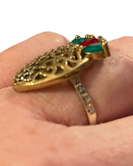 Turkish sterling silver ottoman gemstone fancy ornate sultans design chunky ring