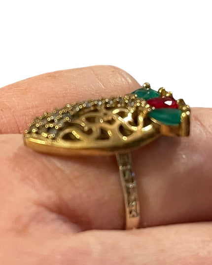 Turkish sterling silver ottoman gemstone fancy ornate sultans design chunky ring