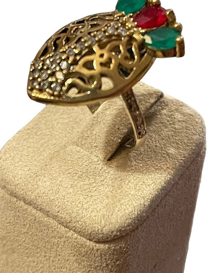 Turkish sterling silver ottoman gemstone fancy ornate sultans design chunky ring
