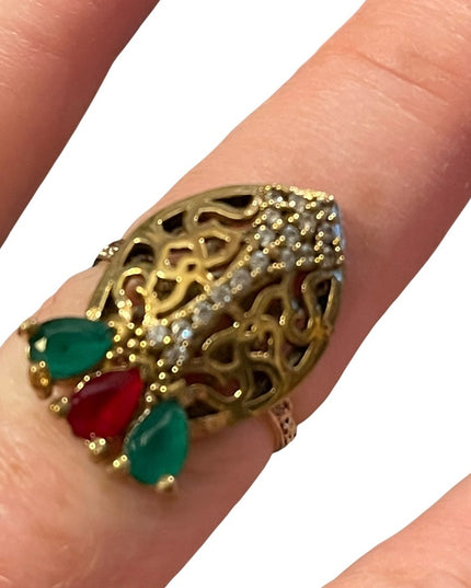 Turkish sterling silver ottoman gemstone fancy ornate sultans design chunky ring