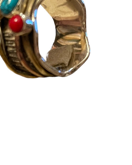 Sterling silver 925 copper brass lapis carnelian turquois artesian spinner ring