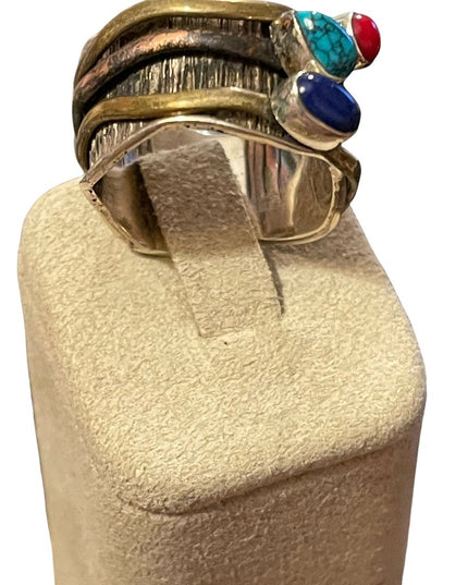 Sterling silver 925 copper brass lapis carnelian turquois artesian spinner ring