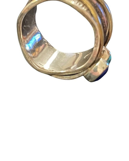 Sterling silver 925 copper brass lapis carnelian turquois artesian spinner ring