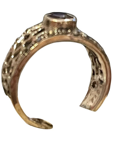 Fancy band Garnet sterling silver FAS marcasite ring