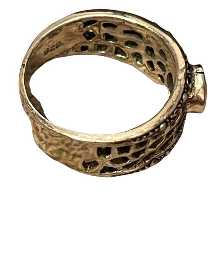 Fancy band Garnet sterling silver FAS marcasite ring