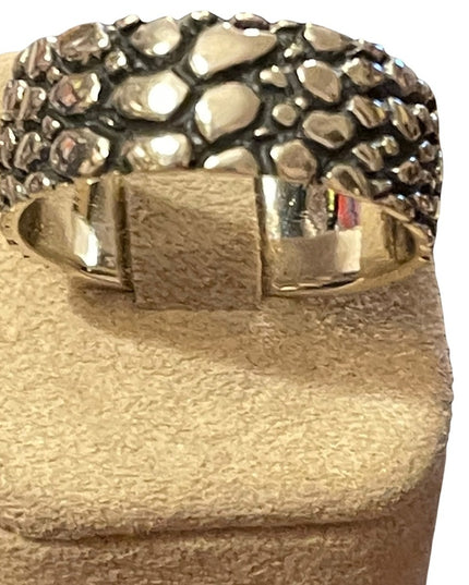Sterling silver nugget band textured mens ring
