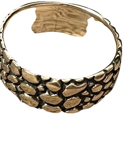 Sterling silver nugget band textured mens ring
