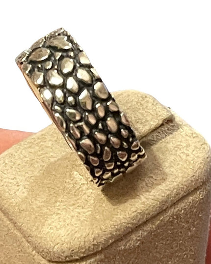 Sterling silver nugget band textured mens ring
