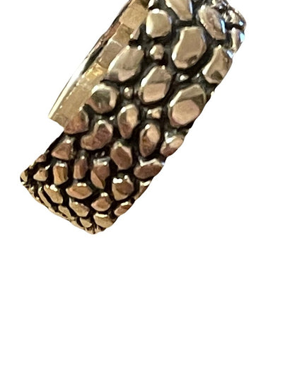Sterling silver nugget band textured mens ring