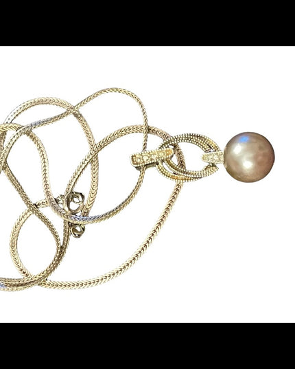 NVC Sterling silver pearl fancy ornate marcasite serpentine chain necklace