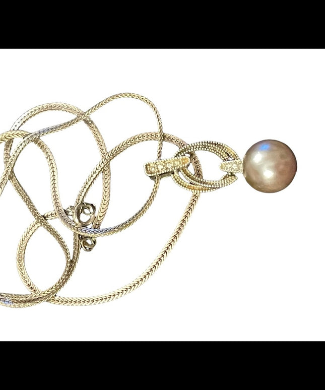NVC Sterling silver pearl fancy ornate marcasite serpentine chain necklace