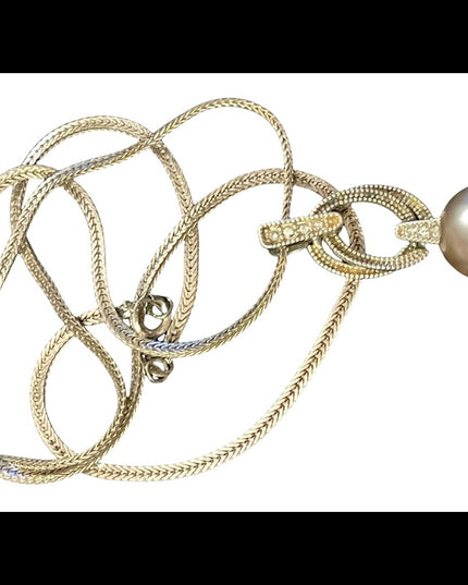 NVC Sterling silver pearl fancy ornate marcasite serpentine chain necklace