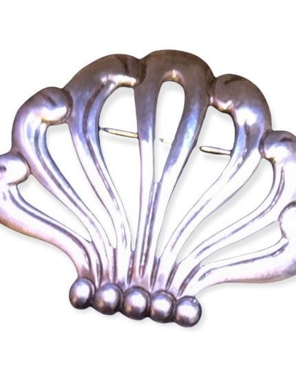 Antique sterling silver fan waterfall brooch