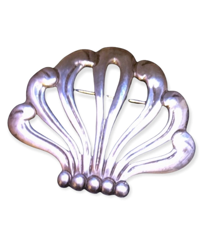 Antique sterling silver fan waterfall brooch