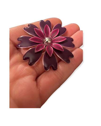 Vintage Purple flower metal flower brooch
