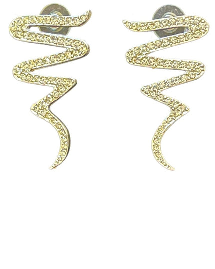 Vintage fancy rhinestone crystal zig zag pierced earrings dangel