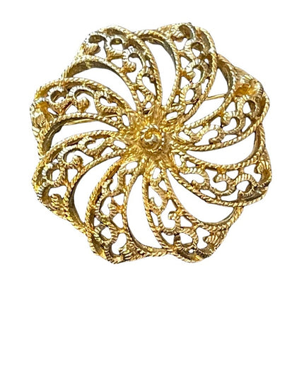 Vintage gold finish spiral flower brooch SARAH COV
