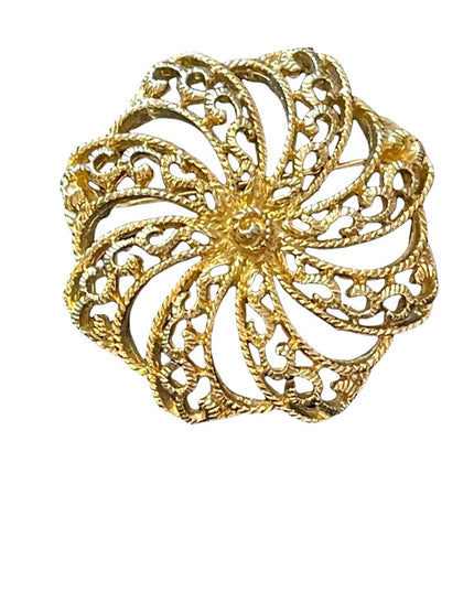 Vintage gold finish spiral flower brooch SARAH COV
