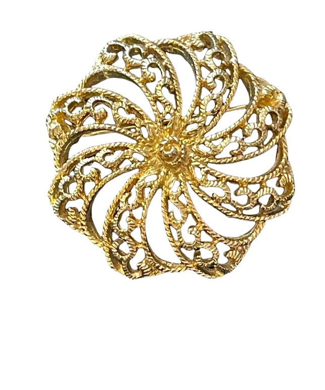Vintage gold finish spiral flower brooch SARAH COV