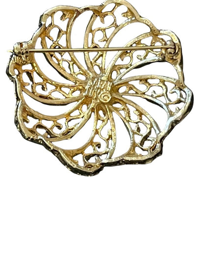 Vintage gold finish spiral flower brooch SARAH COV