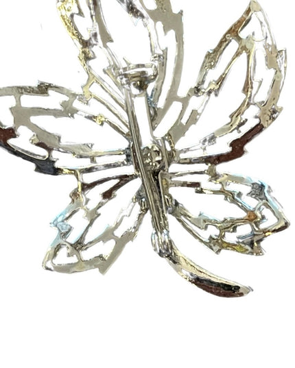 Fancy brushed silver large maple leaf brooch