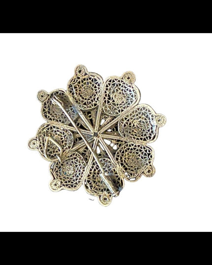 Antique Chinese Silver filagree turquois wire work brooch brooch pendant flower