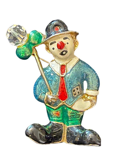 Soo cute! Enamel clown brooch with a balloon