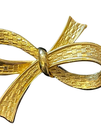 Large gold finish fancy bow brooch