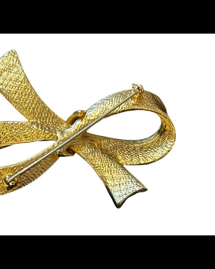 Large gold finish fancy bow brooch