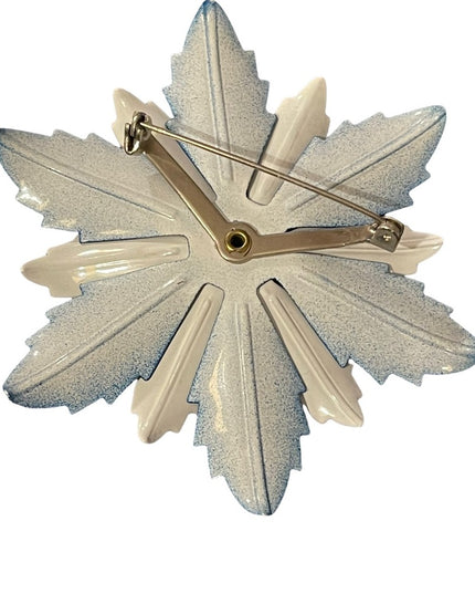 LARGE 2.5” Vintage red white blue fancy metal flower brooch