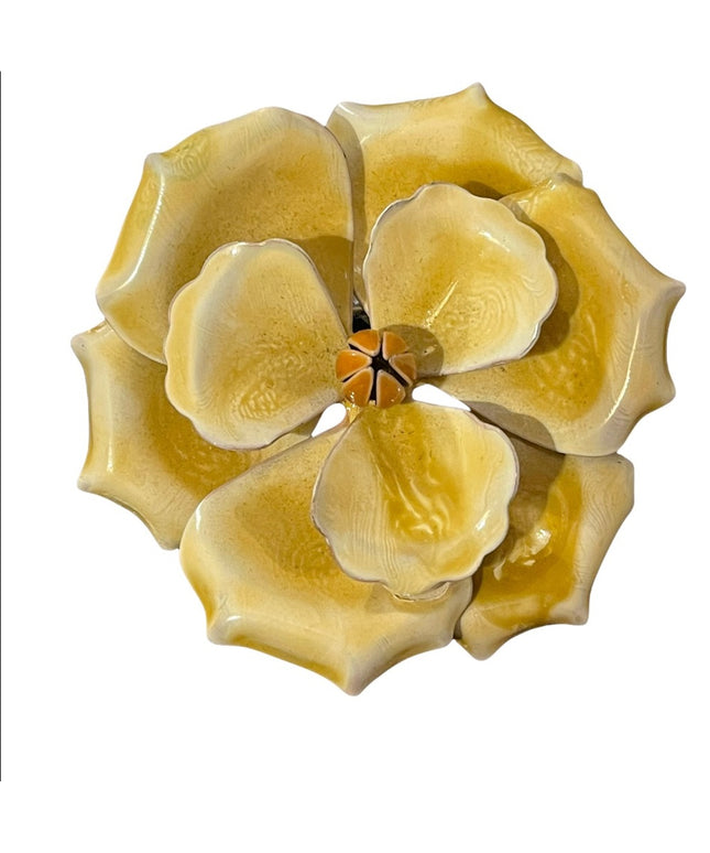 Vintage Large 2.5 yellow flower metal brooch