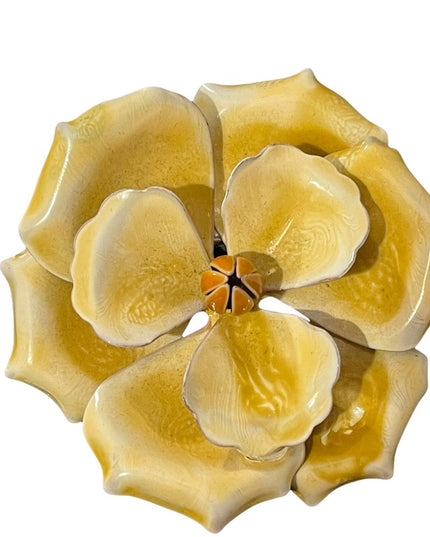 Vintage Large 2.5 yellow flower metal brooch