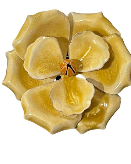 Vintage Large 2.5 yellow flower metal brooch