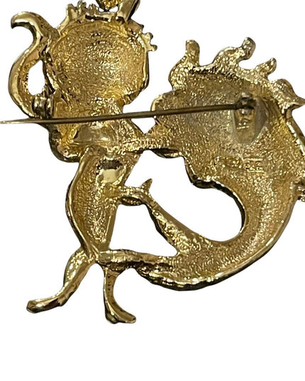 LUCKY lady fish gold finish large brooch