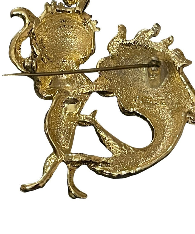LUCKY lady fish gold finish large brooch