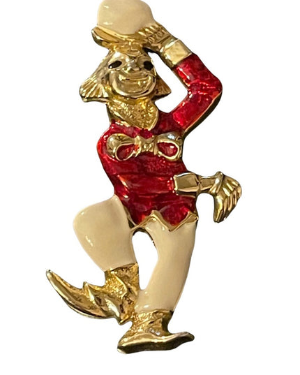 So cute! Enameled circus clown gold finish brooch
