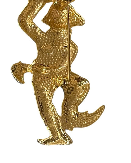 So cute! Enameled circus clown gold finish brooch