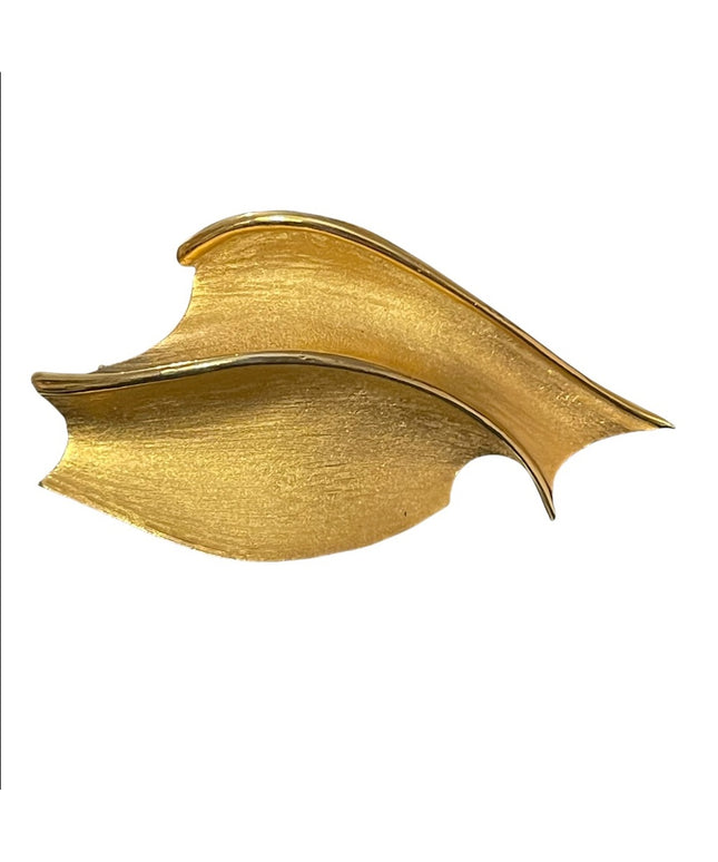 CORO CRAFT  brushed gold fancy modernist large brooch