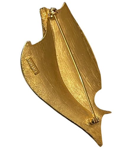 CORO CRAFT  brushed gold fancy modernist large brooch