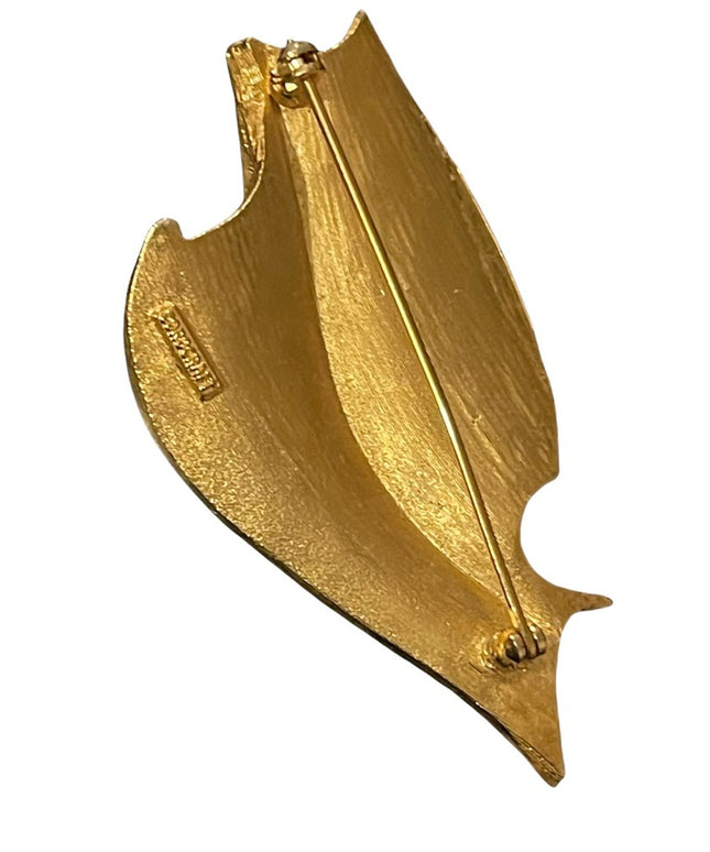 CORO CRAFT  brushed gold fancy modernist large brooch