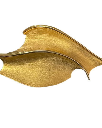CORO CRAFT  brushed gold fancy modernist large brooch